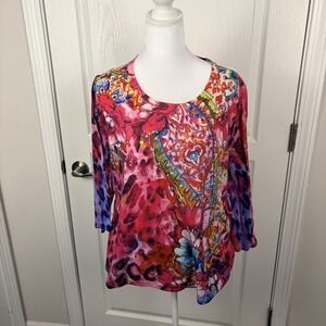 Chico's Women's Size 2 Multicolor T Shirt Art To Wear